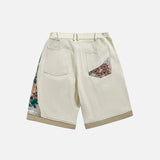 Floral Patchwork Denim Shorts