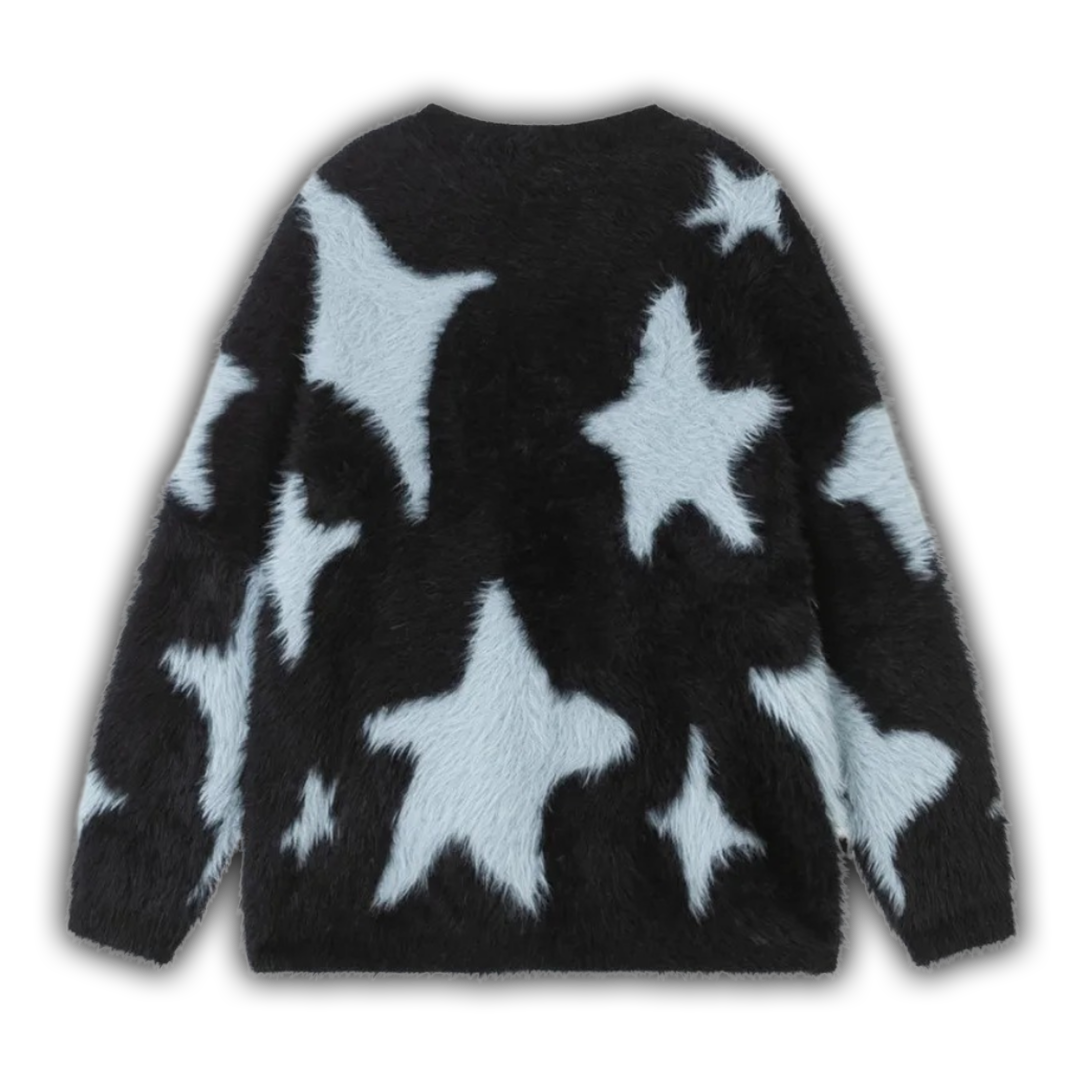 Star Fuzzy Knit Black