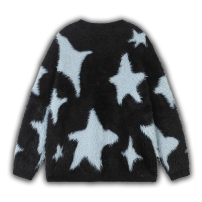 Star Fuzzy Knit Black