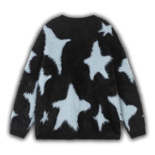 Star Fuzzy Knit Black