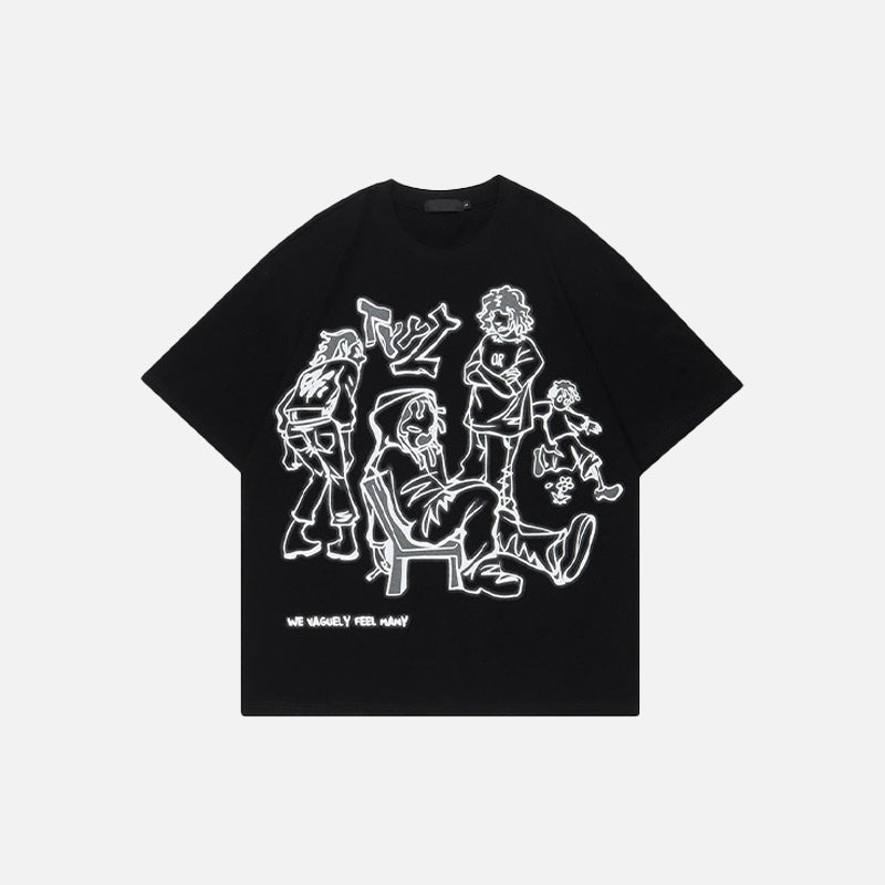 Front view of the black Youth Life T-shirt from DAXUEN.