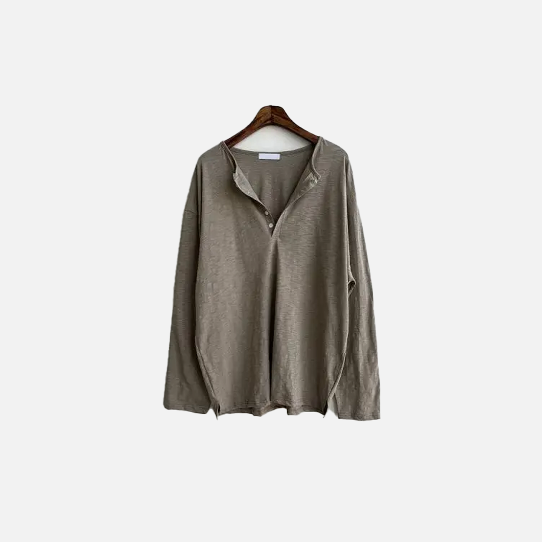 Irregular Texture Lightweight Spring Henley T-Shirt