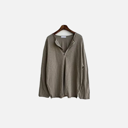Irregular Texture Lightweight Spring Henley T-Shirt
