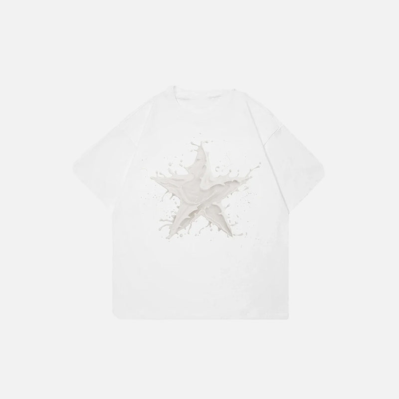 Splashing Milk Star Graphic T-shirt
