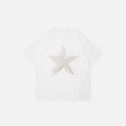 Splashing Milk Star Graphic T-shirt
