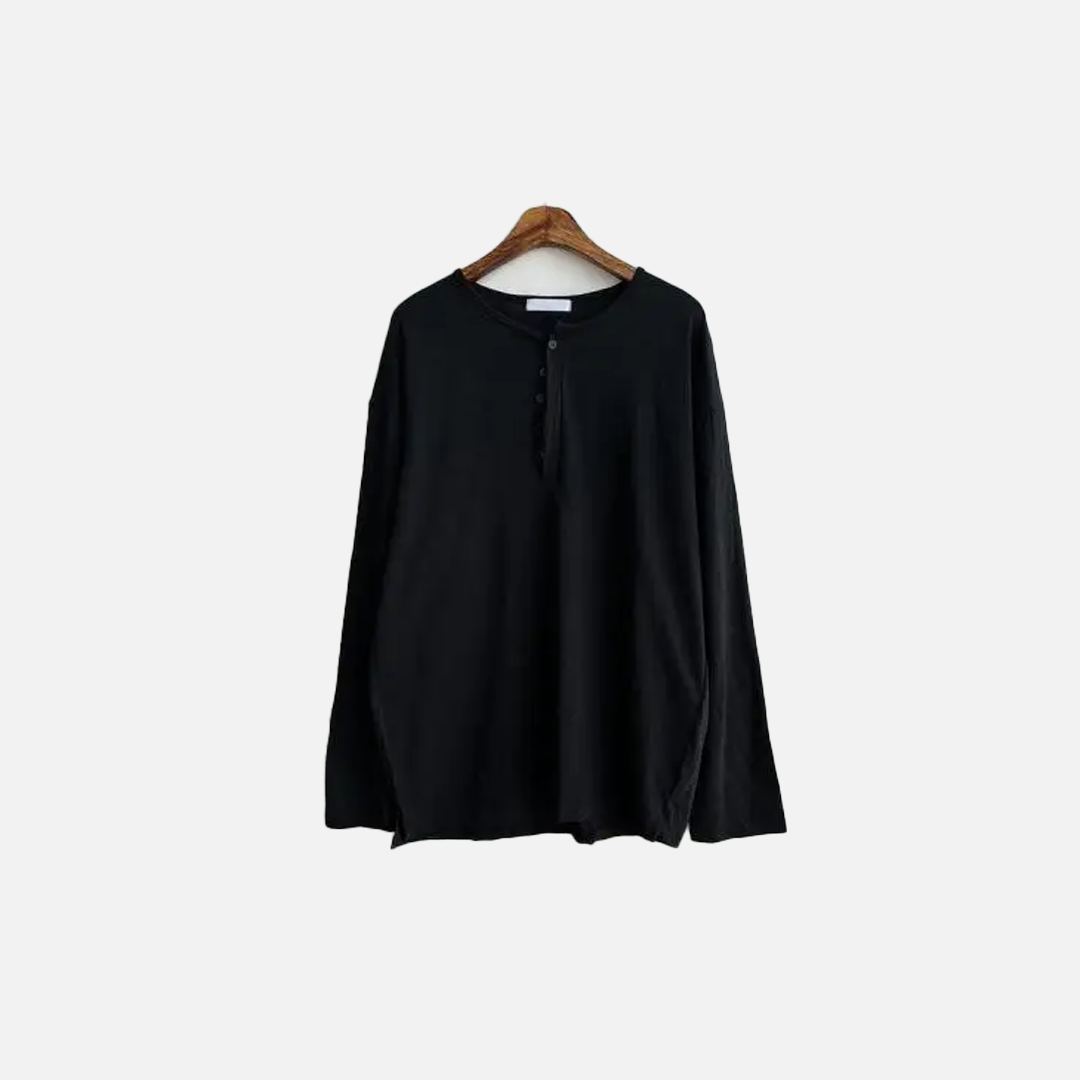 Irregular Texture Lightweight Spring Henley T-Shirt