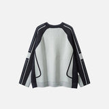 Back view of the black Raglan Sleeve Zip-Up Sweater in a gray background