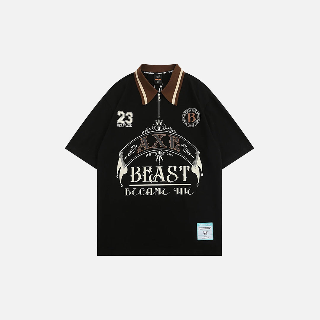 Letter Print Beast Polo T-shirt