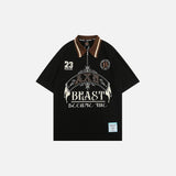 Letter Print Beast Polo T-shirt
