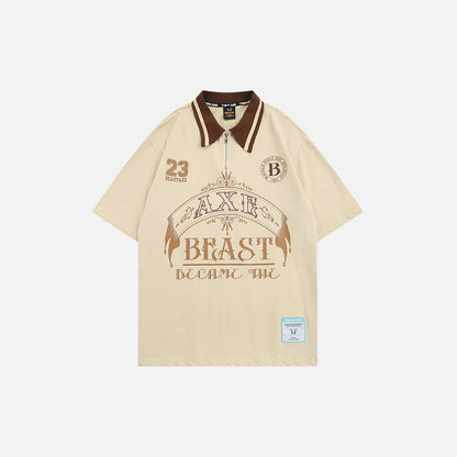 Letter Print Beast Polo T-shirt