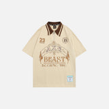 Letter Print Beast Polo T-shirt