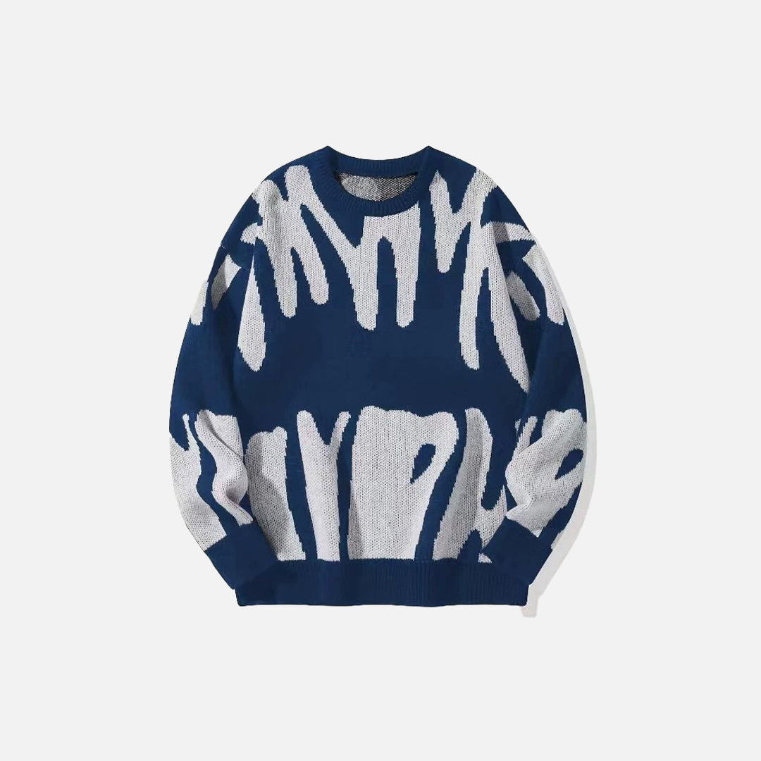 Irregular Pattern Round Neck Sweater