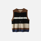 Striped Multicolor Cashmere Sleeveless Cardigan