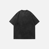 back view of the black Vision Frenzy Graphic T-shirt in a gray background