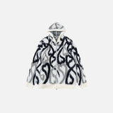 Streetwear Abstract Heart Jacquard Knit Hooded Sweatshirt