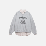 Insulated Streetwear Letter Print Fake Two-Piece Sweatshirts