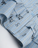 Ruffle Hem Plaid Short Sleeve Shirt