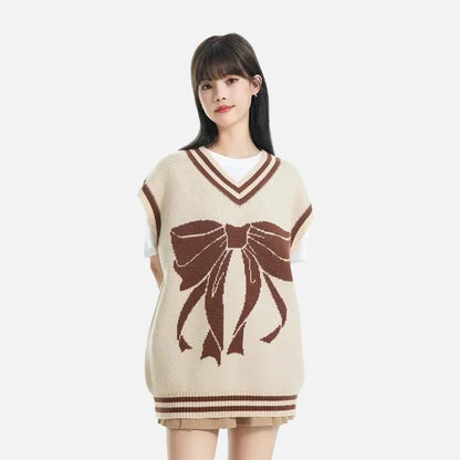 Women Trend Basic Jacquard Bow Sweater