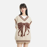 Women Trend Basic Jacquard Bow Sweater