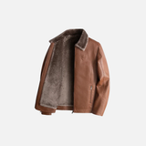 Thick Winter Fleece Lined Furr Collar Leather Jacket