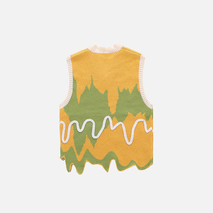 Wavy Color Block Knitted Sweater