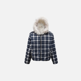 Winter Flexible Plaid Fox Fur Collar Retro Jacket