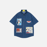 Trendy Cartoon Puppy Embroidered Denim Shirt