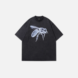 Oversized Vintage Black Washed Bee Microscope T-Shirt