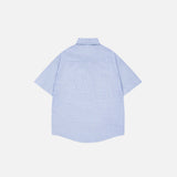 Cool Cartoon Embroidered Plaid Short-Sleeved Shirt