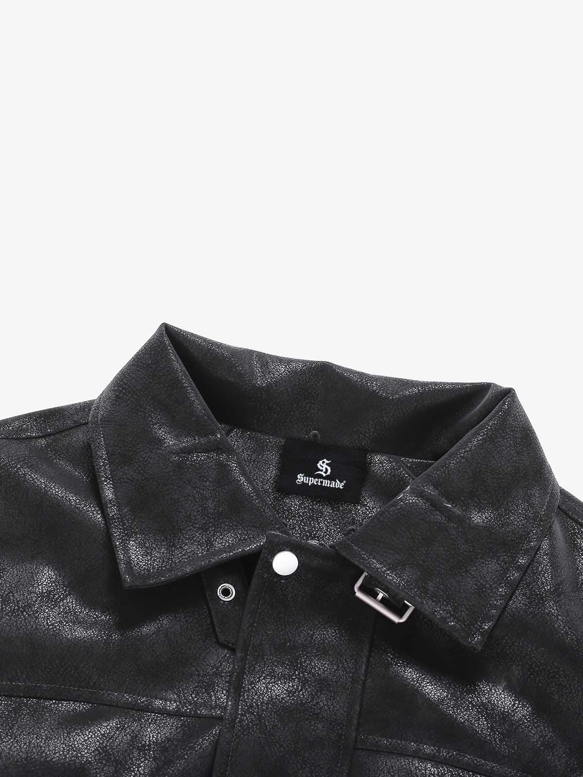 Faux Shearling PU Leather Padded Jacket; Black / M, Black / L, Black / XL, Black / 2XL