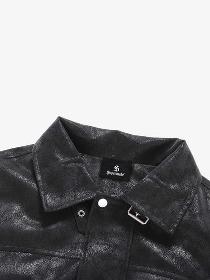 Faux Shearling PU Leather Padded Jacket; Black / M, Black / L, Black / XL, Black / 2XL