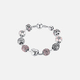 Love and Flower Silver Plated Charm Bracelet
