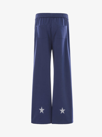 Wing Star Graphic Draped Jazz Pants; Blue / S, Blue / M, Blue / L, Blue / XL, Blue / 2XL