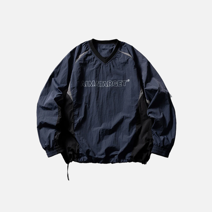 Patchwork Loose Long Sleeve Sports T-Shirt