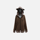 Dark Cat Ear Ripped Grunge Hoodie