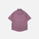 Cool Cartoon Embroidered Plaid Short-Sleeved Shirt