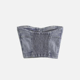 Y2K Button-Up Denim Bustier Top