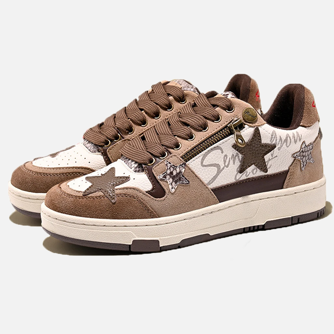 Starryclimb Vintage Star Patchwork Skate Shoes