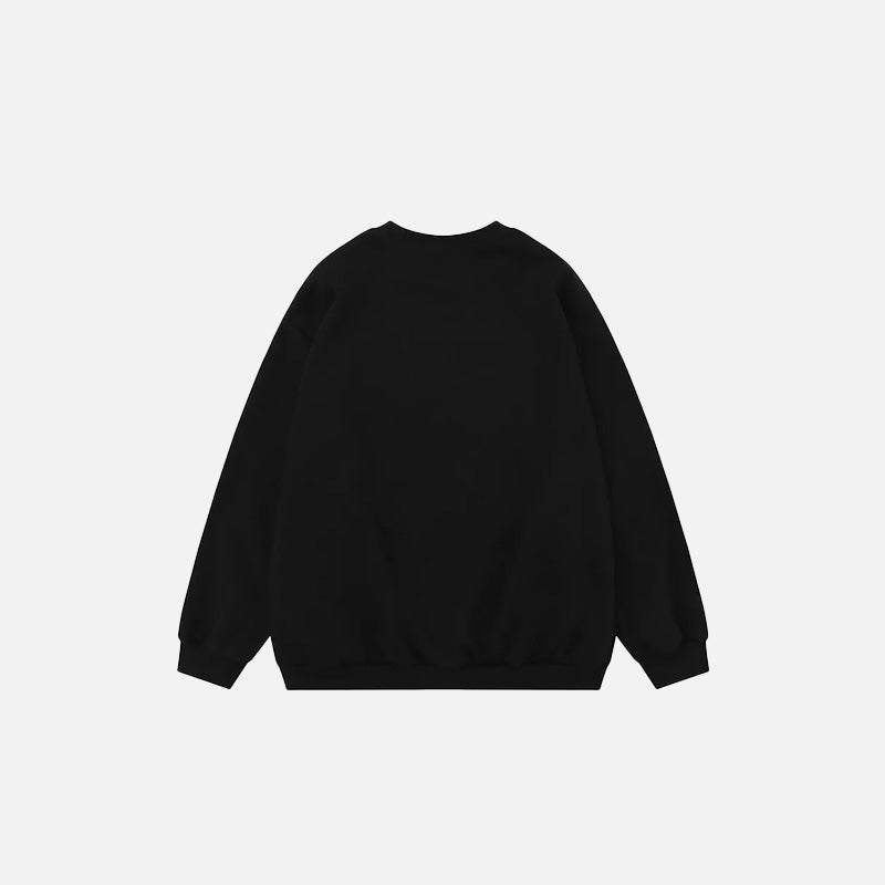 Back view of the black Mystic Midnight Sweatshirt in a gray background