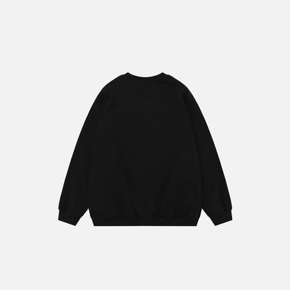 Back view of the black Mystic Midnight Sweatshirt in a gray background