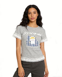 Lace Trim Graphic Baby Tee