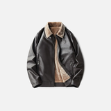 Thick Winter Fleece Lined Furr Collar Leather Jacket
