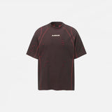 Front view of the red Grunge Ripped Holes T-Shirt in a gray background