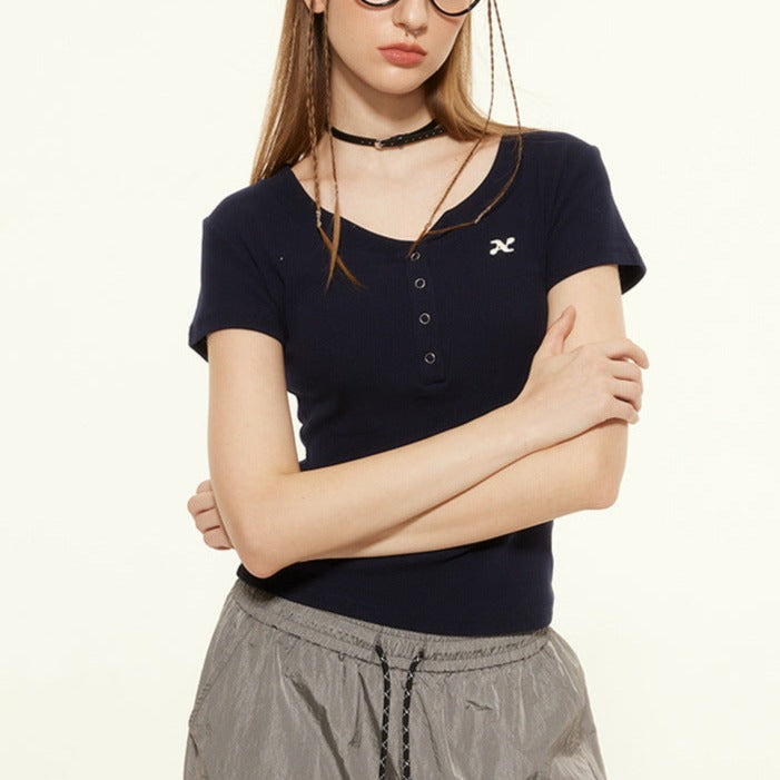 Classic Ribbed Henley Tee