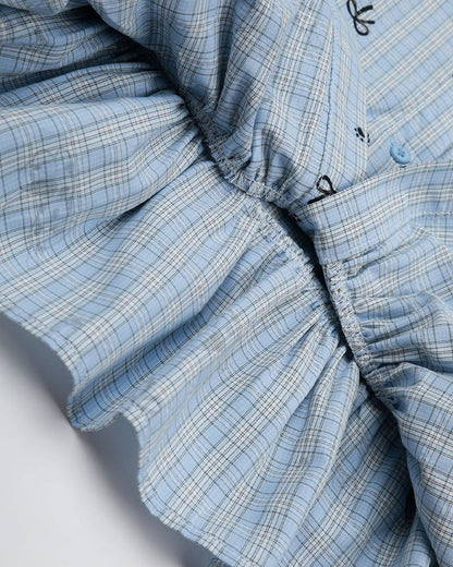 Ruffle Hem Plaid Short Sleeve Shirt