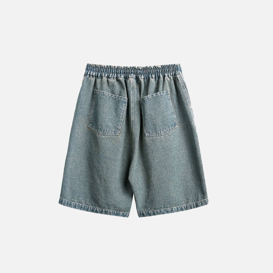 Abstract Printed Denim Shorts
