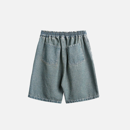 Abstract Printed Denim Shorts