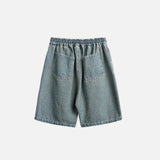 Abstract Printed Denim Shorts