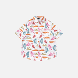 Flattering Funny Cartoon Cat Beach Button Shirt