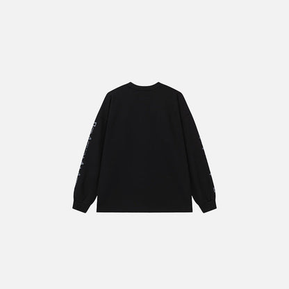 Back view of the black Titan's Emblem Sweater in a gray background